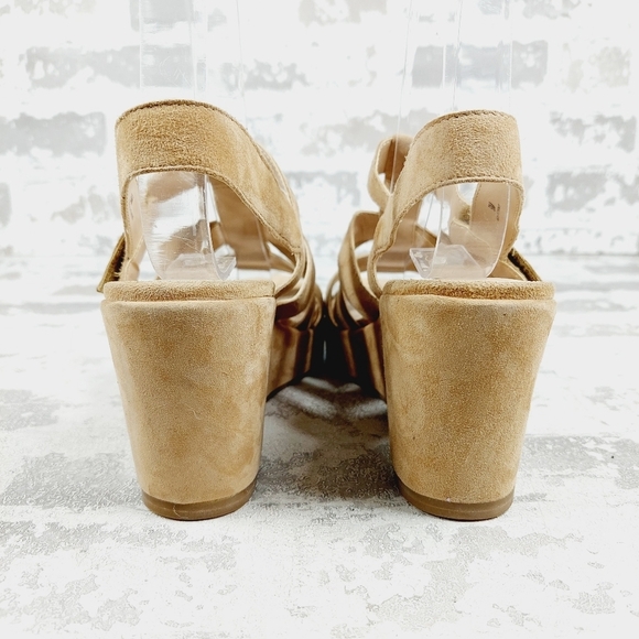 New Pelle Moda Kym Tan Suede Platform Wedge Sandals E739 - Picture 6 of 15